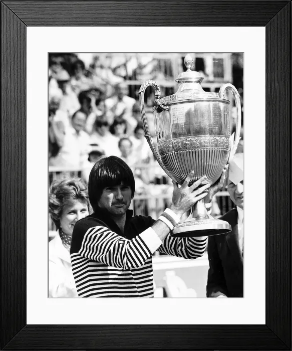 Framed Print : Jimmy Connors seen here celebrating after winning the 1975 Queens Tennis championship in