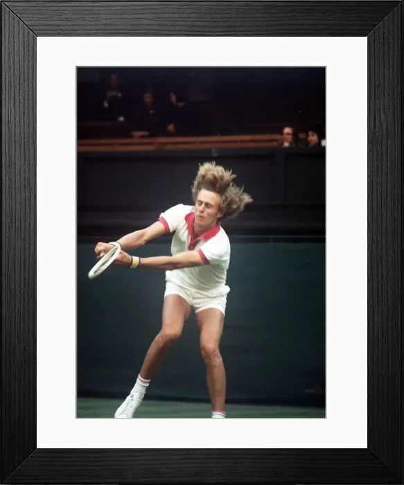 Framed Print : Bjorn Borg competing in the 1974 Wimbledon Tennis Championship Framed Print : Bjorn Borg competing in the 1974 Wimbledon Tennis Championship
