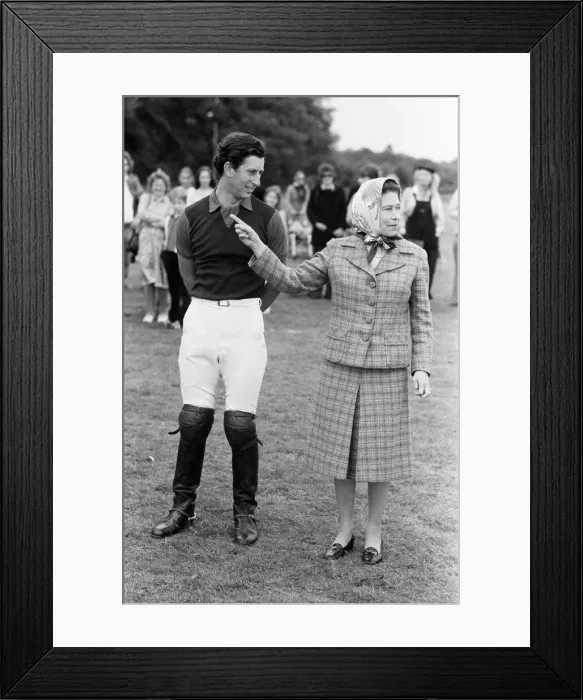 Framed Print : Queen Elizabeth II, June 1979 The Queen shows Prince Charles the sign at a polo Framed Print : Queen Elizabeth II, June 1979 The Queen shows Prince Charles the sign at a polo