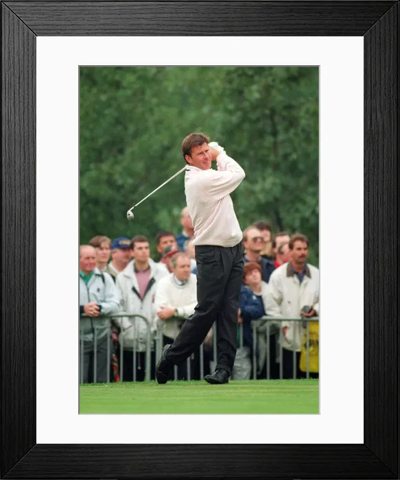 Framed Print : Ryder Cup Europe v USA The Belfry September 1993 Nick Faldo tees off with an Iron Framed Print : Ryder Cup Europe v USA The Belfry September 1993 Nick Faldo tees off with an Iron