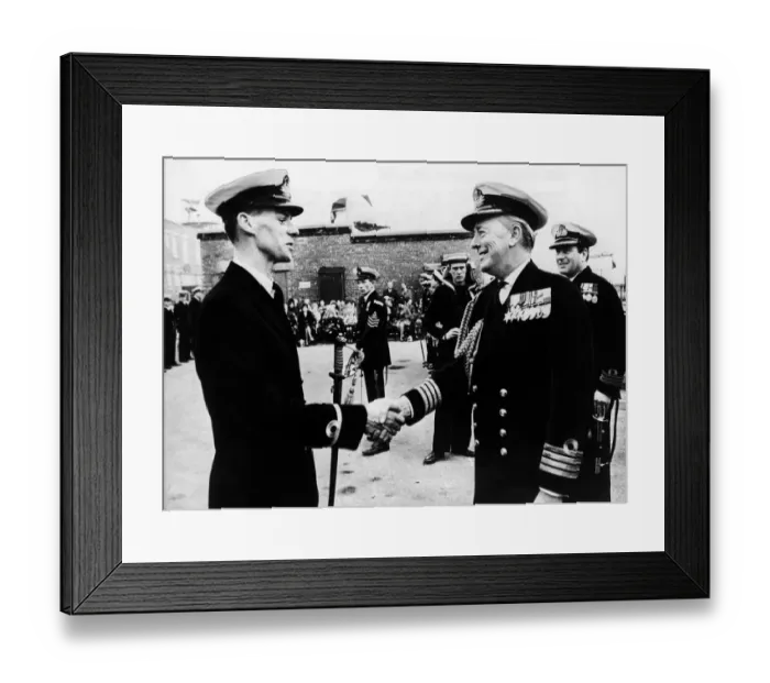 Framed Print : Sub-Lieutenant David Bingham (l) receives the sword of honour in 1970 two years before