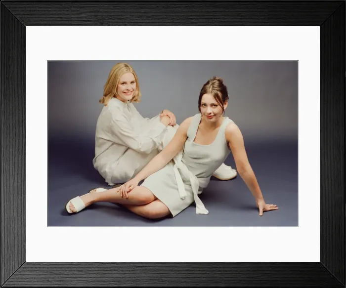 Framed Print : Television presenter Jenni Falconer with friend Vicki Simpson. 24th July 1996
