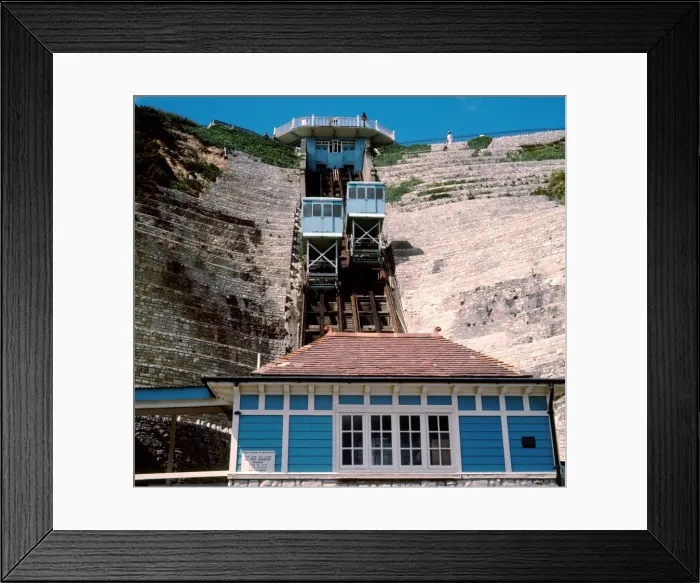 Framed Print : The lifts to the East Cliffs at Bournemouth. 1st June 1971 Local Caption watscan