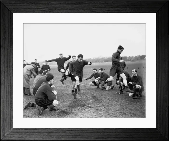 Framed Print : Members of the Bristol Rovers football team pictured in training before the FA Cup match