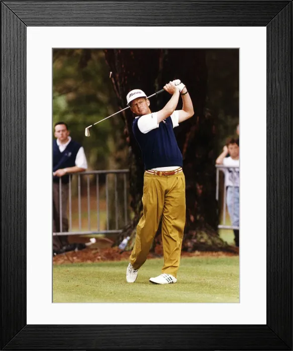 Framed Print : Sandy Lyle Golfer In Full Swing During A Championship Framed Print : Sandy Lyle Golfer In Full Swing During A Championship