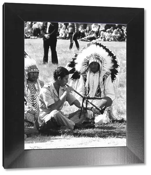 Prince Charles attending a Blackfoot Indian ceremony at Calgary, Canada