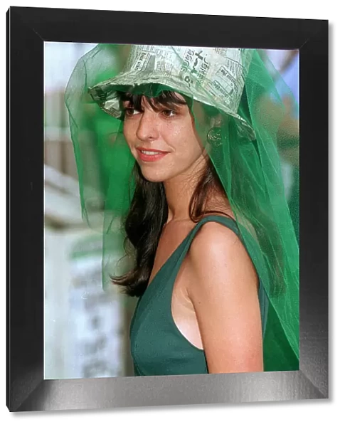 1993 - Clothing Ascot Fashion Hat Made of Newspaper and green netting