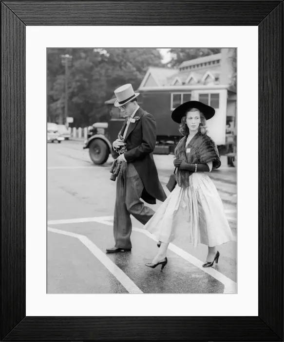 Framed Print : 1953 Clothing Ascot Fashion. Mrs R. R Barder with a black picture hat Framed Print : 1953 Clothing Ascot Fashion. Mrs R. R Barder with a black picture hat