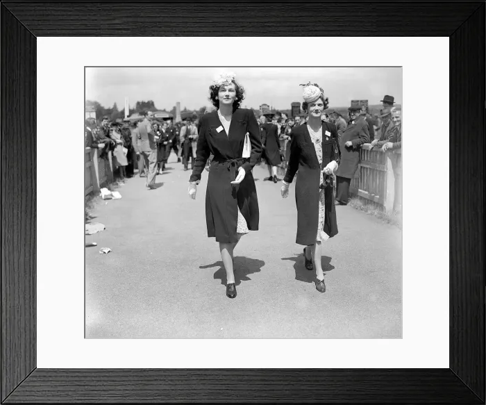 Framed Print : 1946 - Clothing Ascot Racing Fashion - Ladies Day - women show of their style of