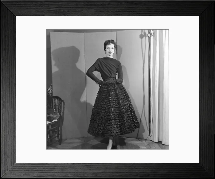 Framed Print : De Givenchy Fashion Show November 1952 Model wearing black top Framed Print : De Givenchy Fashion Show November 1952 Model wearing black top