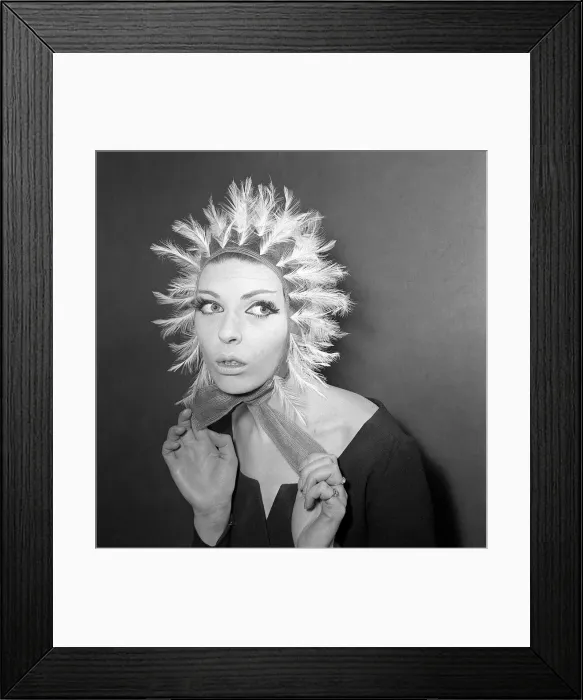 Framed Print : Clothing Fashion Hats January 1964 A Reed Crawford, tulle helmet Framed Print : Clothing Fashion Hats January 1964 A Reed Crawford, tulle helmet