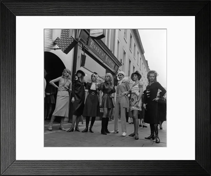 Framed Print : Clothing Fashion November 1967 Openning of a new boutique Just Looking Framed Print : Clothing Fashion November 1967 Openning of a new boutique Just Looking