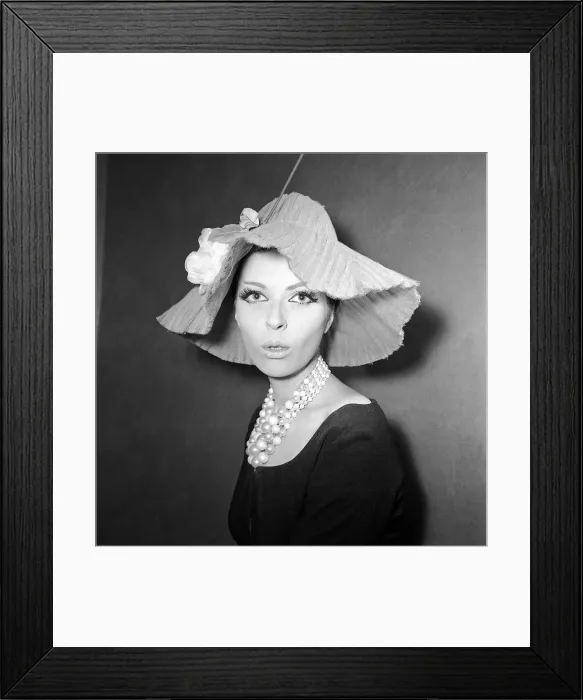 Framed Print : Clothing Fashion Hats January 1964 A Reed Crawford, Pink tulle