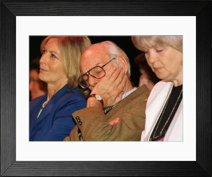 Framed Print : Denis Thatcher nods off during The Europe Debate at the Conservative Party Conference in Framed Print : Denis Thatcher nods off during The Europe Debate at the Conservative Party Conference in