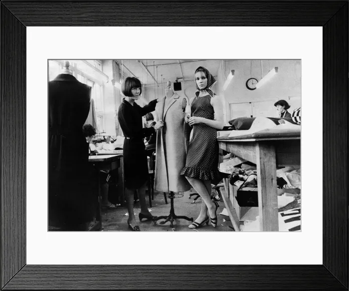Framed Print : Mary Quant British Fashion Designer at her design studio April 1964 Framed Print : Mary Quant British Fashion Designer at her design studio April 1964