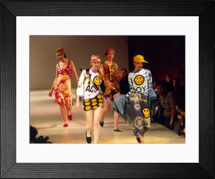 Framed Print : Fashion Show October 1988 Models walking down catwalk wearing Hyper Hyper ban Framed Print : Fashion Show October 1988 Models walking down catwalk wearing Hyper Hyper ban