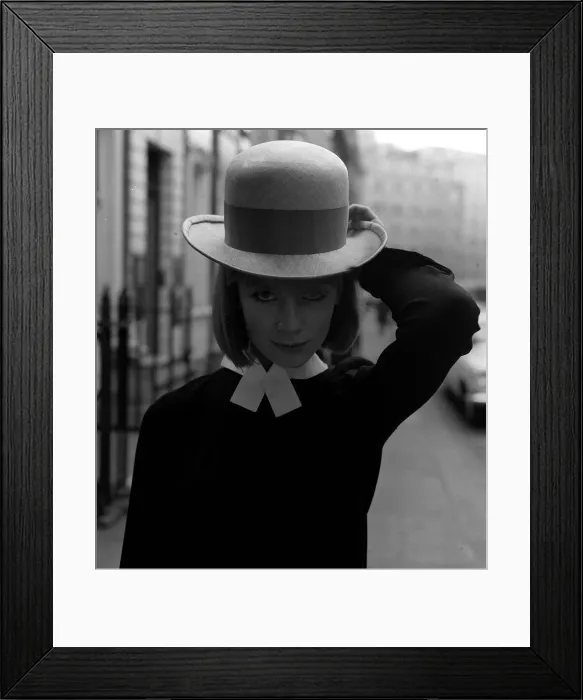 Framed Print : Edward Mann hat Fashion 1964 Janet Tillett wearing curates hat in white sisel straw Framed Print : Edward Mann hat Fashion 1964 Janet Tillett wearing curates hat in white sisel straw