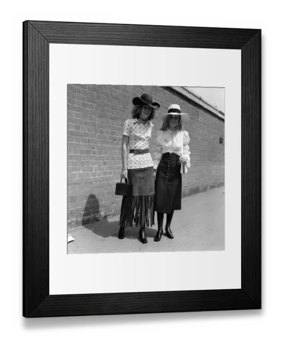 Framed Print : Fashion at Royal Ascot - June 1970 Ladies Day - A woman shows off her style of Framed Print : Fashion at Royal Ascot - June 1970 Ladies Day - A woman shows off her style of