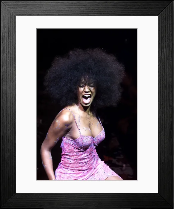 Framed Print : Mel G Spice Girl September 1999 modelling one of Julien MacDonald
