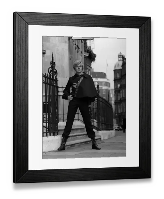 Framed Print : Fashion Male model Richard Moody wearing black outfit called San Juan