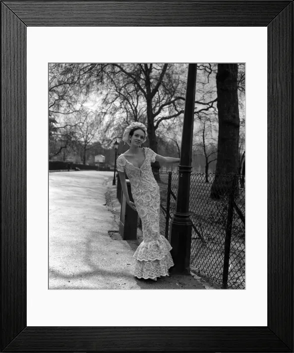 Framed Print : Debutante Jesicca Kitson wearing White lace evening gown Framed Print : Debutante Jesicca Kitson wearing White lace evening gown