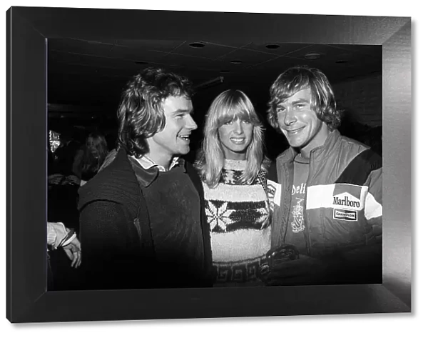 James Hunt with Barry Sheene & his girlfriend 1976 Stephanie McLean at Brands hatch for