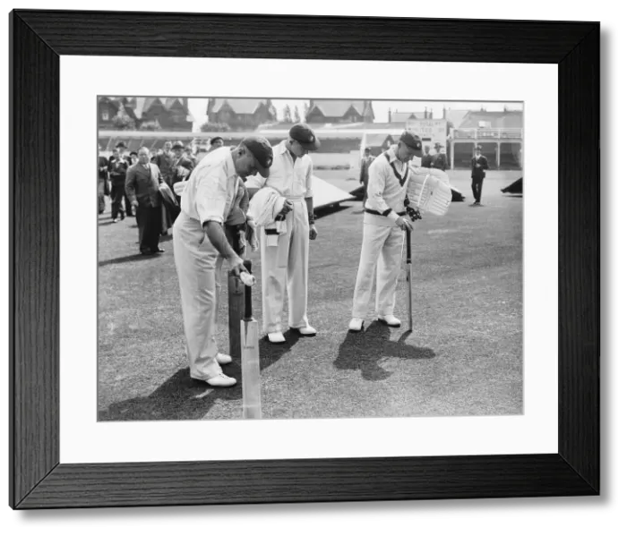 Framed Print : Australian test cricket team inspecting the pitch before the game at Trent Bridge Framed Print : Australian test cricket team inspecting the pitch before the game at Trent Bridge