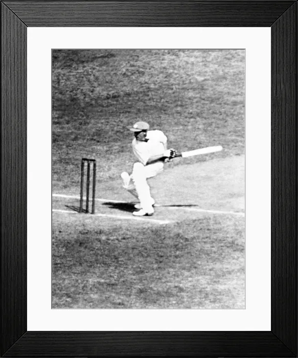Framed Print : Don Bradman, Cricketer, Batsman Bradmans first boundary on the second day of
