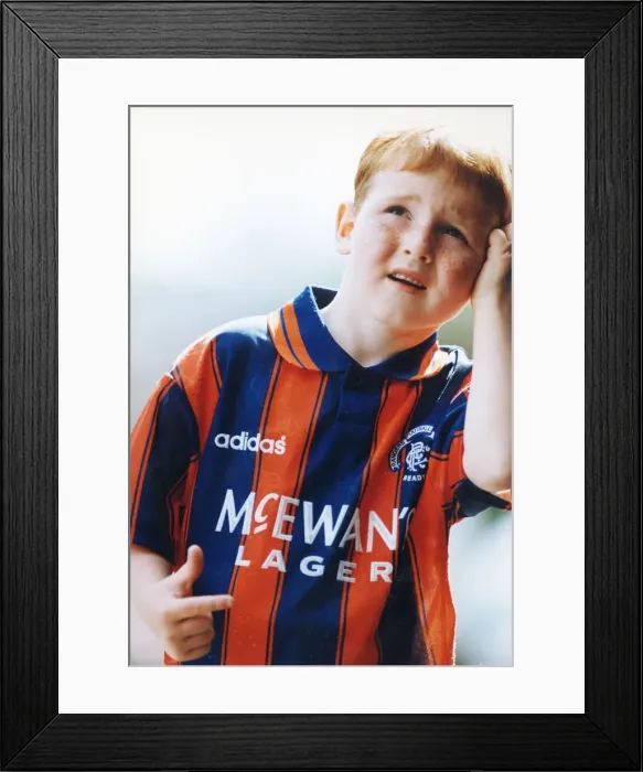 Framed Print : Young boy in rangers away strip 1993 Framed Print : Young boy in rangers away strip 1993