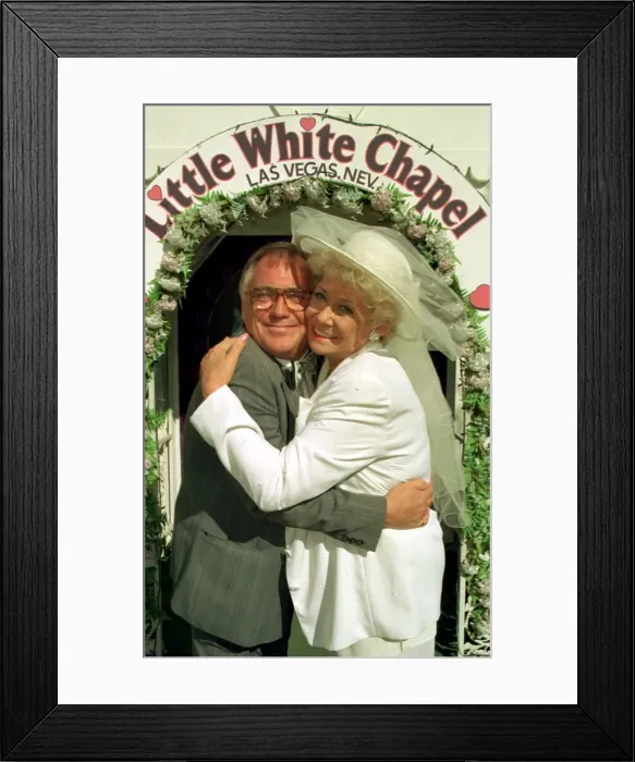 Framed Print : Bill Tarmey and Liz Dawn in remarry scene Las Vegas 1997 Bill Framed Print : Bill Tarmey and Liz Dawn in remarry scene Las Vegas 1997 Bill