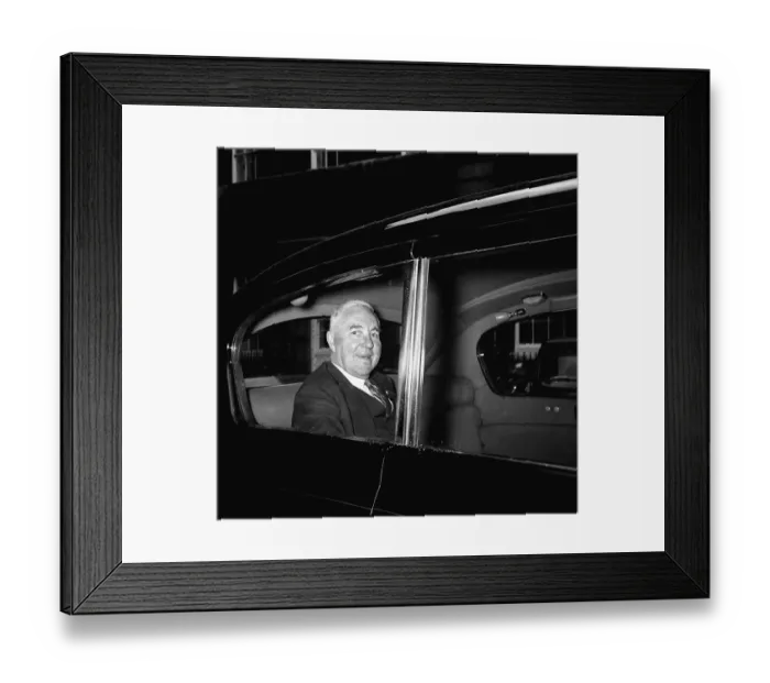 Framed Print : Home Secretary Henry Brooke leaves Number 10 Downing Street in the back of a car Framed Print : Home Secretary Henry Brooke leaves Number 10 Downing Street in the back of a car