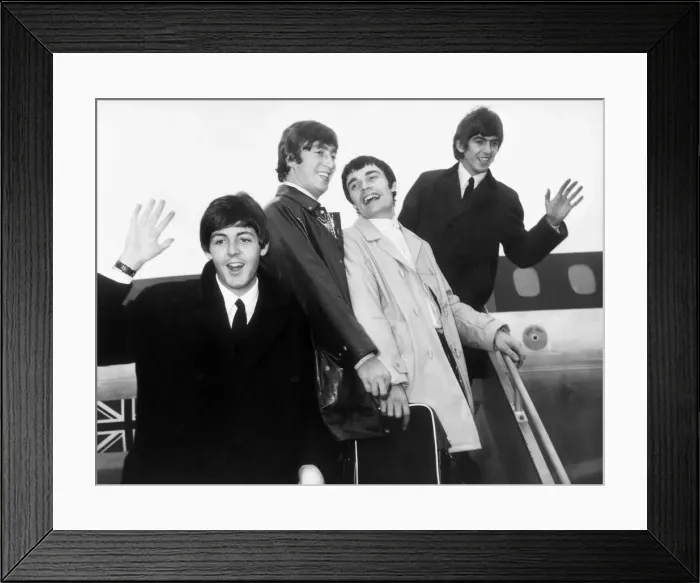 Framed Print : The Beatles at London Airport at the start of their European Tour 4th June 1964