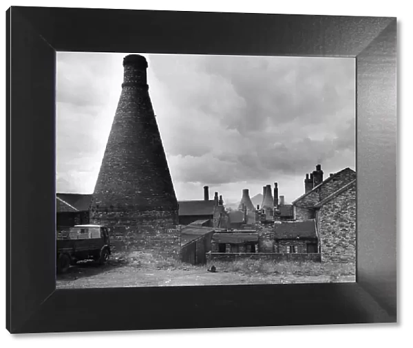 Traditional pottery 'bottle ovens'are seen in this view of Hanley in
