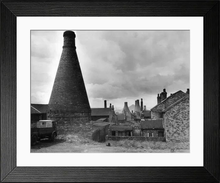 Framed Print : Traditional pottery bottle ovens'are seen in this view of Hanley in Framed Print : Traditional pottery bottle ovens'are seen in this view of Hanley in