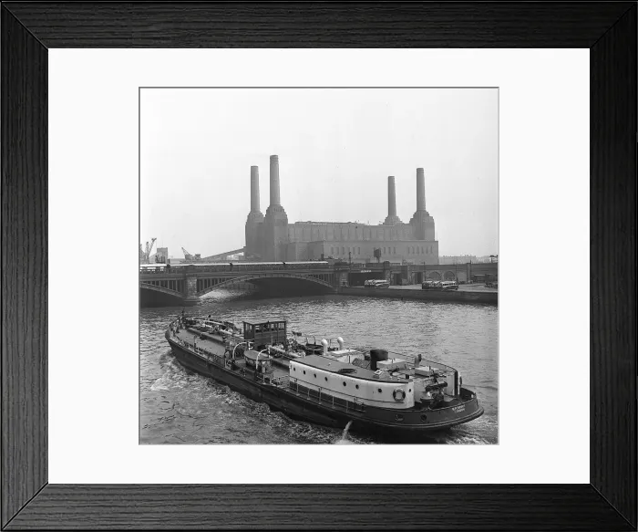 Framed Print : Boat named BP Spirit passes Battersea Power Station Circa 1954 Framed Print : Boat named BP Spirit passes Battersea Power Station Circa 1954
