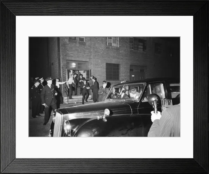 Framed Print : The Beatles Autumn Tour of Great Britain. The band makes a getaway through Framed Print : The Beatles Autumn Tour of Great Britain. The band makes a getaway through