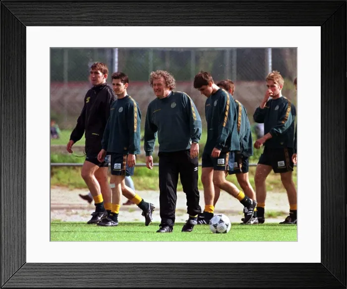 Framed Print : Celtic players during training in Portugal May 1998 Pic. G. Stuart