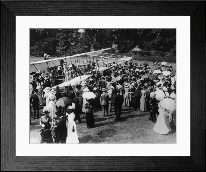 Framed Print : Graham Whites flying machine surrounded in June 1911 after his flight Framed Print : Graham Whites flying machine surrounded in June 1911 after his flight