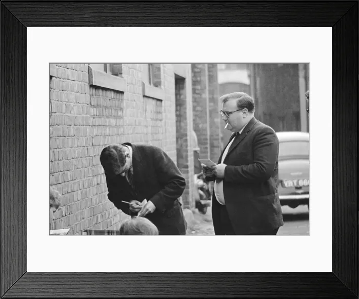 Framed Print : Journalists take notes as Beatles fans queue for tickets in Newcastle Upon Tyne Framed Print : Journalists take notes as Beatles fans queue for tickets in Newcastle Upon Tyne