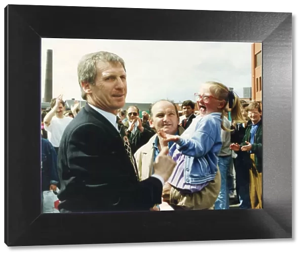 Sacked Celtic manager Billy McNeill pictured outside Parkhead Stadium with Celtic