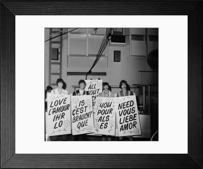Framed Print : Press call for Our World, the first live global television link Framed Print : Press call for Our World, the first live global television link