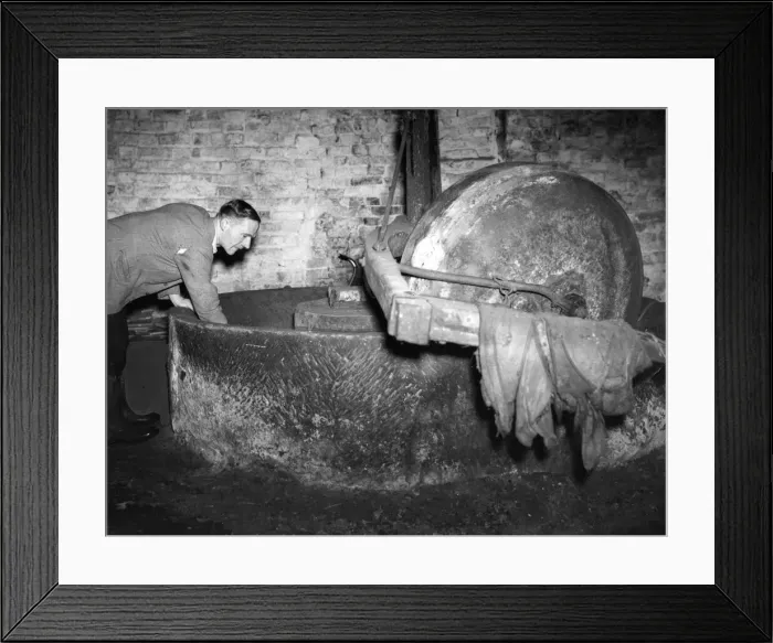 Framed Print : Old Cidr Mill at Compton House, Redmarley D Abitot, Gloucestershire. March 1951 Framed Print : Old Cidr Mill at Compton House, Redmarley D Abitot, Gloucestershire. March 1951
