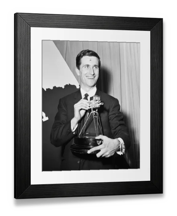 Framed Print : English cyclist Tommy Simpson receives the 1965 Sports Personality of the Year trophy