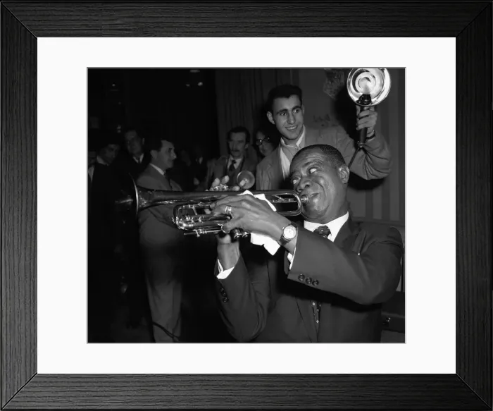 Framed Print : Louis Armstrong seen here performing in London in May 1956