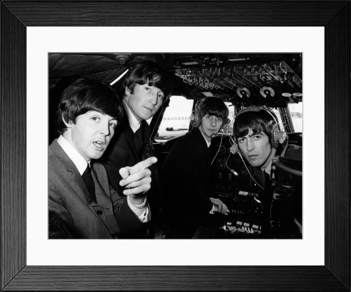 Framed Print : Beatles pop band in the cockpit of an aircraft on the way to the Northern Premiere of a Framed Print : Beatles pop band in the cockpit of an aircraft on the way to the Northern Premiere of a