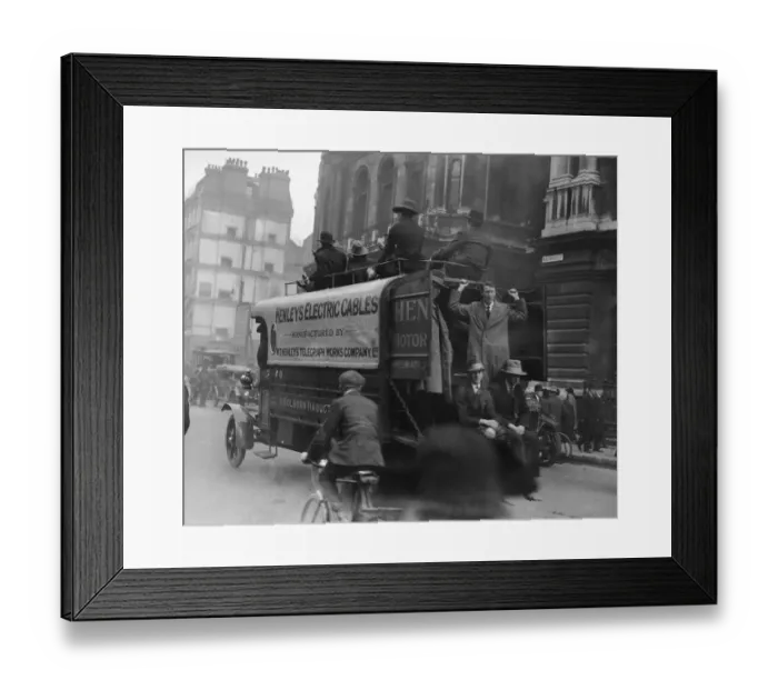 Framed Print : Commuters using make shift public transport to get home from work Framed Print : Commuters using make shift public transport to get home from work