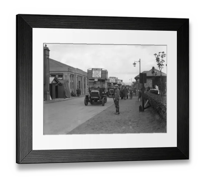 Framed Print : Sentry stands guard at a bus depot on the 9th day of the General Strike Framed Print : Sentry stands guard at a bus depot on the 9th day of the General Strike