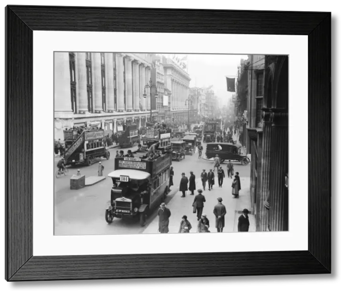 Framed Print : Buses driven by volunteers seen here in Oxford Street London on the 9th day of Framed Print : Buses driven by volunteers seen here in Oxford Street London on the 9th day of