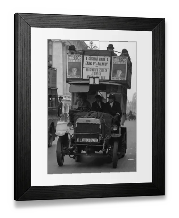 Framed Print : Buses driven by volunteers seen here in Oxford Street during the 10th day of Framed Print : Buses driven by volunteers seen here in Oxford Street during the 10th day of