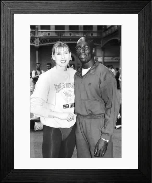 Framed Print : Swimmer, Sharron Davies with boyfriend Derek Redmond 26th April 1993 Framed Print : Swimmer, Sharron Davies with boyfriend Derek Redmond 26th April 1993